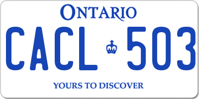 ON license plate CACL503