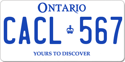 ON license plate CACL567