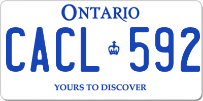 ON license plate CACL592