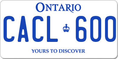 ON license plate CACL600