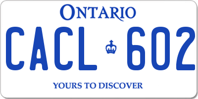 ON license plate CACL602