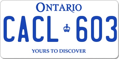 ON license plate CACL603