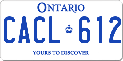 ON license plate CACL612