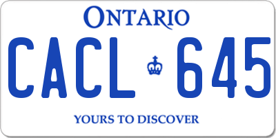 ON license plate CACL645