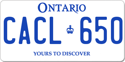 ON license plate CACL650