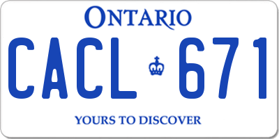 ON license plate CACL671