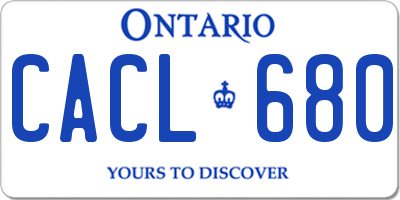 ON license plate CACL680