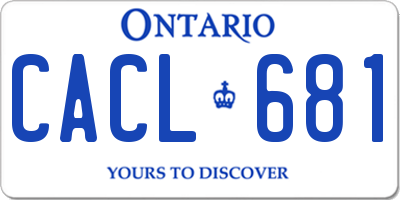 ON license plate CACL681