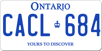 ON license plate CACL684