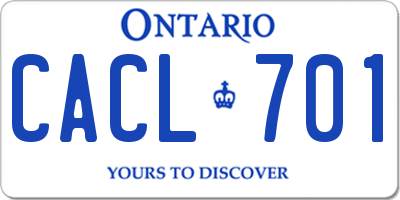 ON license plate CACL701