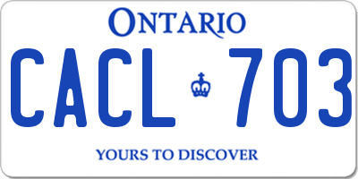 ON license plate CACL703