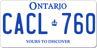 ON license plate CACL760