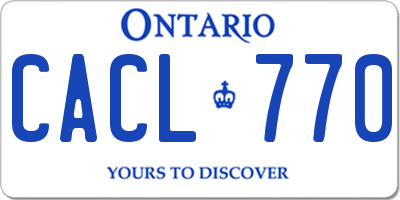 ON license plate CACL770