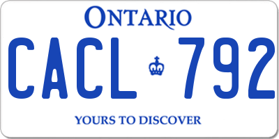 ON license plate CACL792