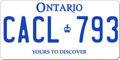 ON license plate CACL793