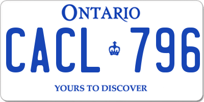 ON license plate CACL796