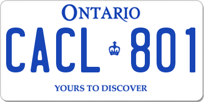 ON license plate CACL801