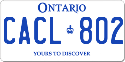 ON license plate CACL802