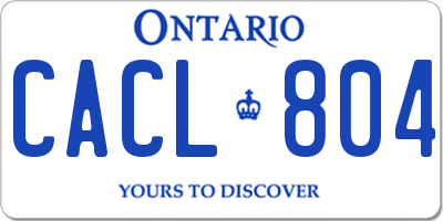 ON license plate CACL804