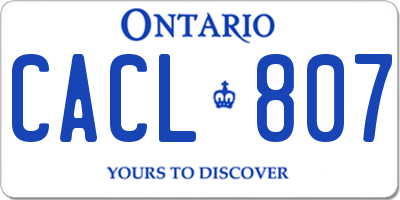 ON license plate CACL807