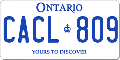 ON license plate CACL809