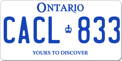 ON license plate CACL833