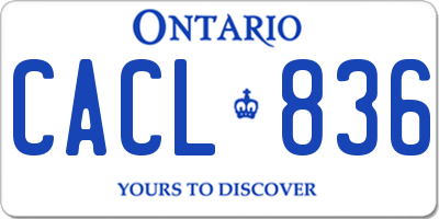 ON license plate CACL836