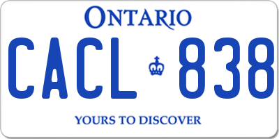 ON license plate CACL838