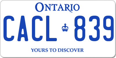 ON license plate CACL839