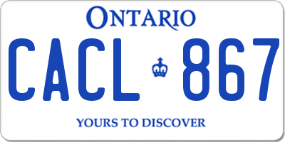 ON license plate CACL867