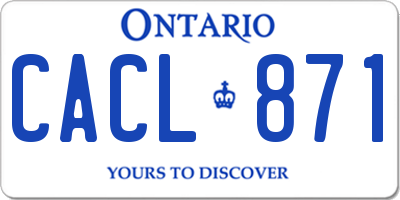 ON license plate CACL871