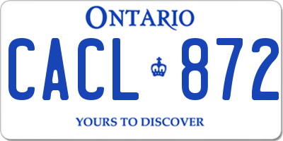 ON license plate CACL872