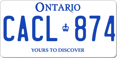 ON license plate CACL874