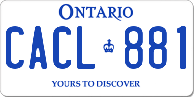 ON license plate CACL881