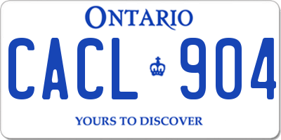 ON license plate CACL904