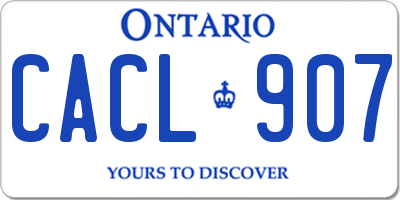 ON license plate CACL907