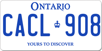 ON license plate CACL908