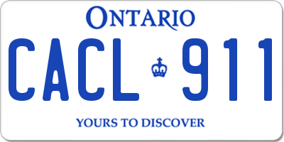 ON license plate CACL911