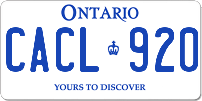 ON license plate CACL920