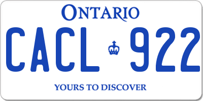 ON license plate CACL922