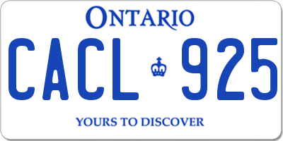 ON license plate CACL925