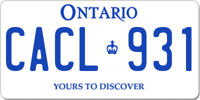 ON license plate CACL931