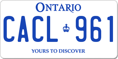 ON license plate CACL961