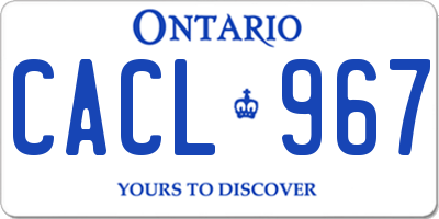 ON license plate CACL967