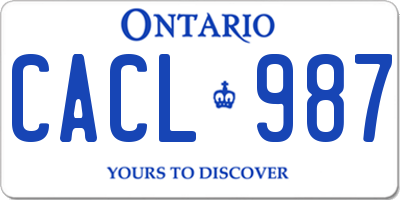 ON license plate CACL987