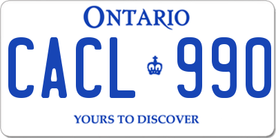 ON license plate CACL990