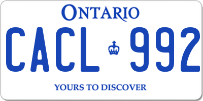 ON license plate CACL992