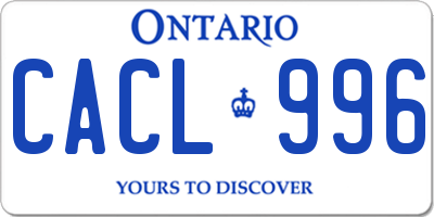 ON license plate CACL996