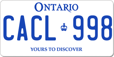 ON license plate CACL998