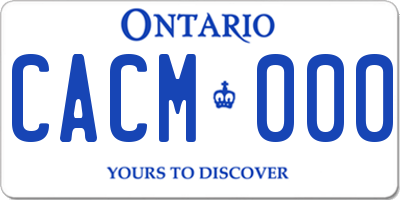 ON license plate CACM000